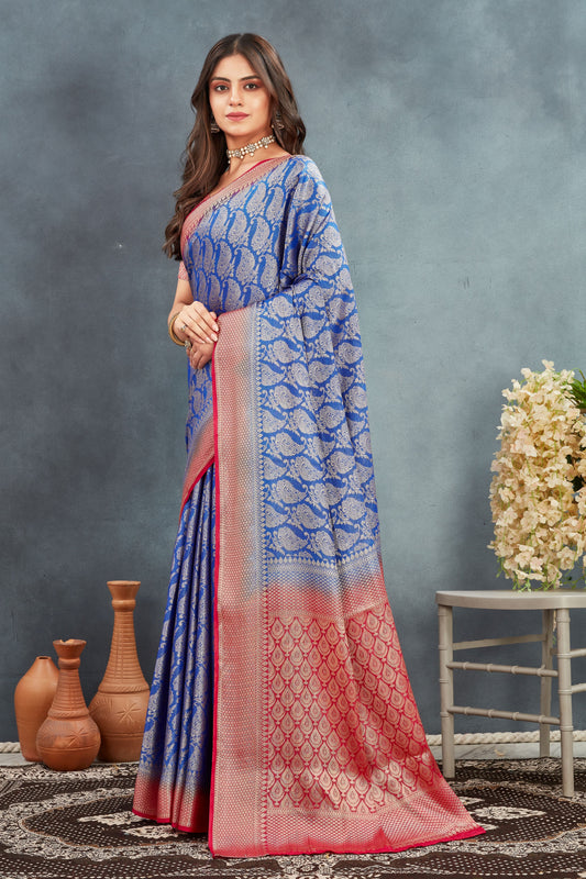 Authentic Mysore Silk Zari Weaving Saree With Contemporary Blouse Material | Premium Collection