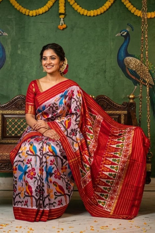 Lavender Barista Soft Silks Saree with Multicolor Artistic Weaving | Premium Collection