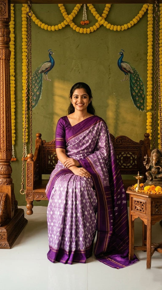 Lavender Purple Barista Soft Silks Saree with Elegant Woven Design | Premium Collection