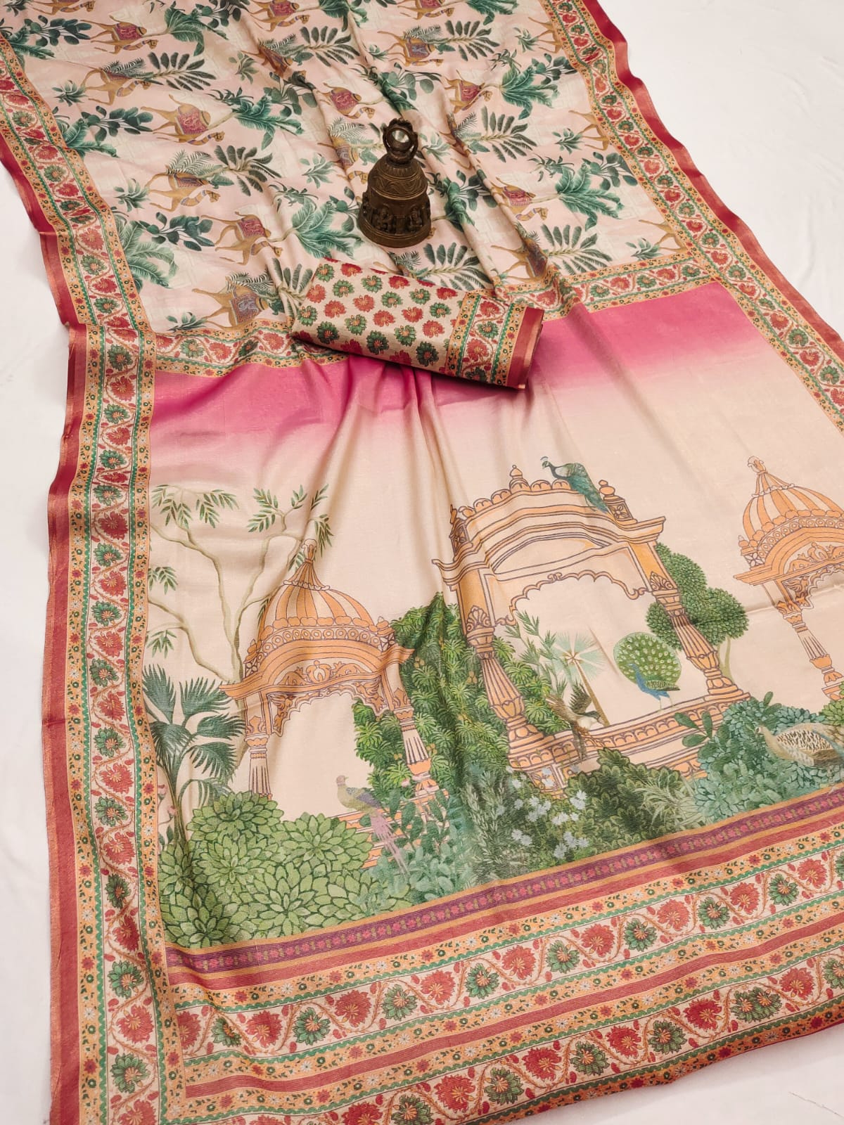 Linen Tissue Silk Saree with Pichwai Print