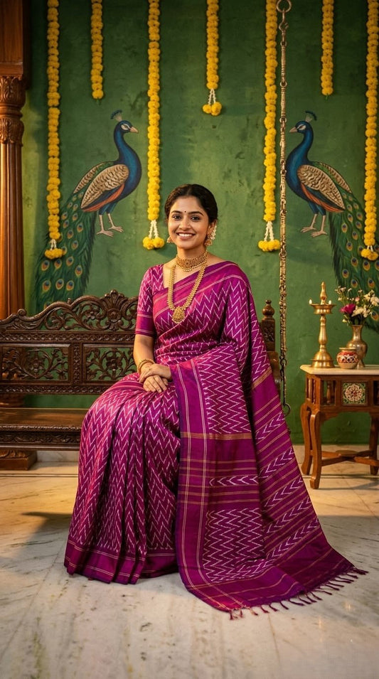 Magenta Barista Soft Silks Saree with Rich Ethnic Weaving | Premium Collection
