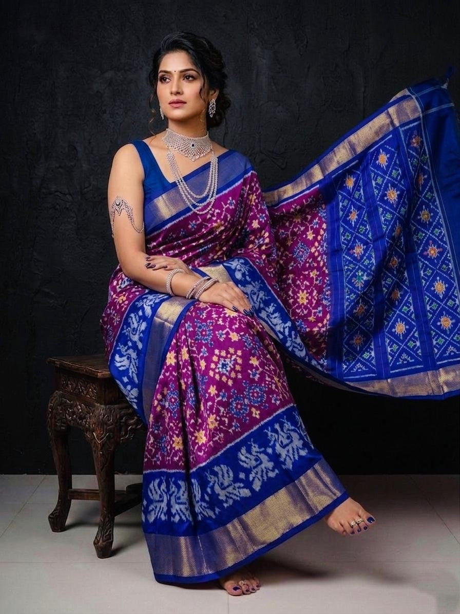 Navy Blue Silver Zari Handloom Kotha Silk Saree | Premium Collection