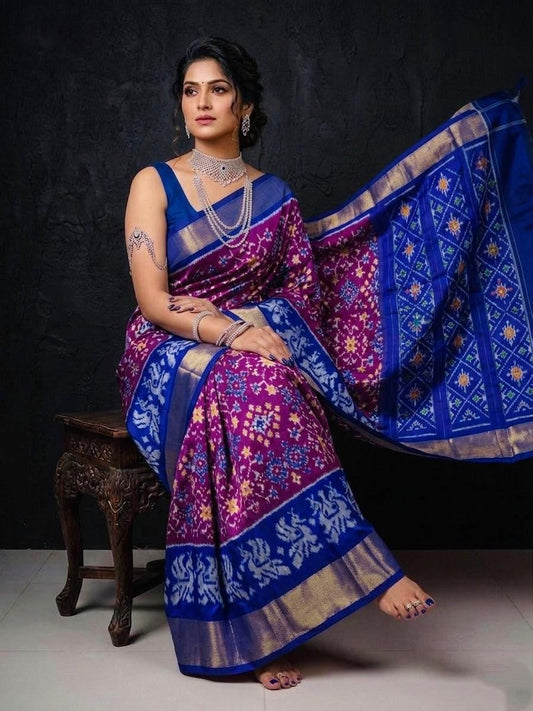 Navy Blue Silver Zari Handloom Kotha Silk Saree | Premium Collection