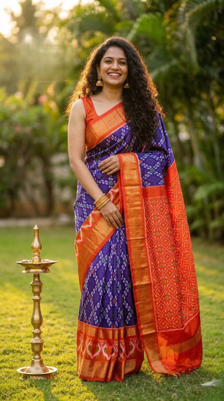 Orange and Purple Bentex Handloom Silk Saree with Rich Ethnic Pallu | Premium Collection
