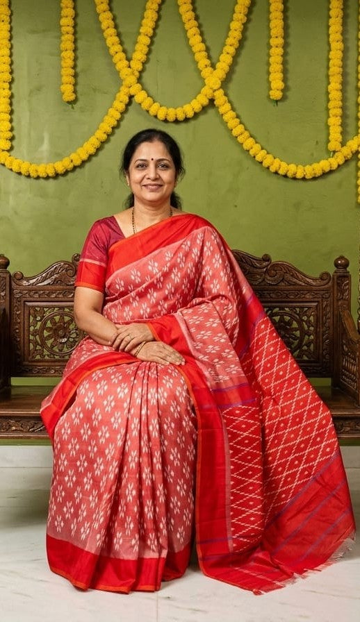 Peach Pink Barista Soft Silks Saree with Red Elegant Designer Weaving | Premium Collection