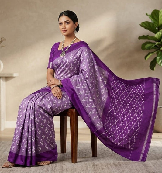 Purple Barista Soft Silks Saree with Diamond Pattern Designer Pallu | Premium Collection
