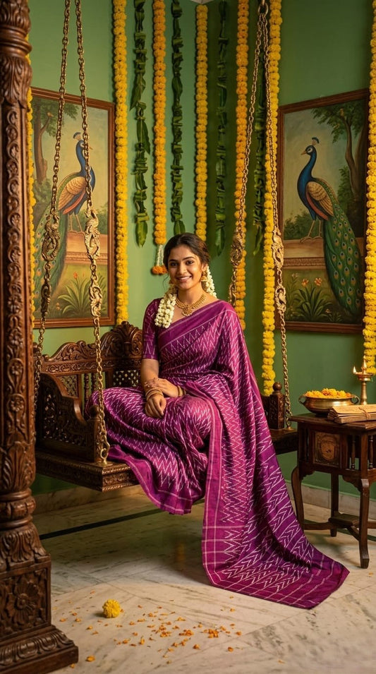 Purple Barista Soft Silks Saree with Elegant Designer Pattern | Premium Collection