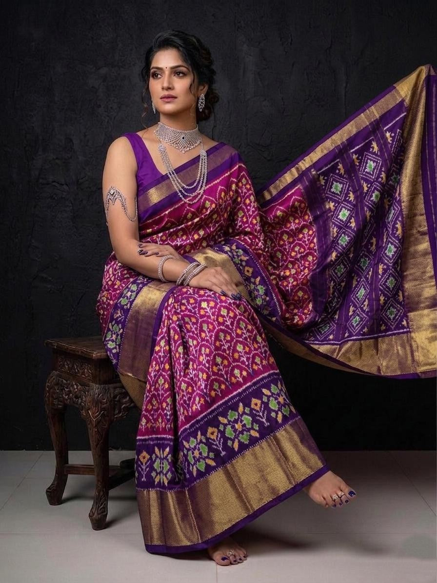 Purple Magenta Ethnic Handloom Kotha Silk Saree | Premium Collection