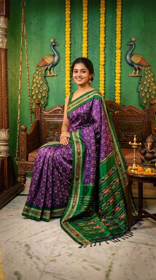 Purple and Green Barista Soft Silks Saree with Rich Traditional Design | Premium Collection