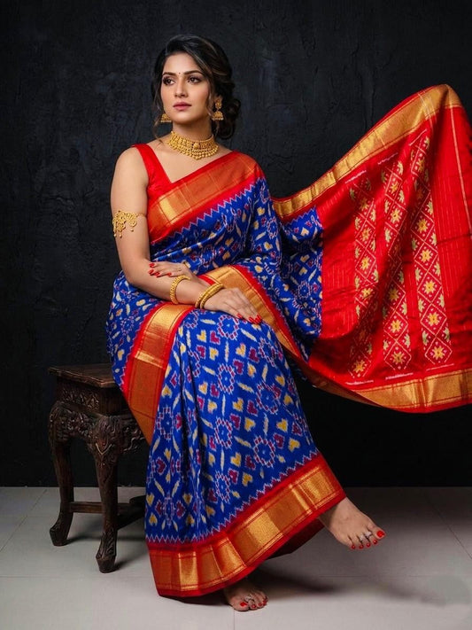 Red Blue Festive Wear Handloom Kotha Silk Saree | Premium Collection