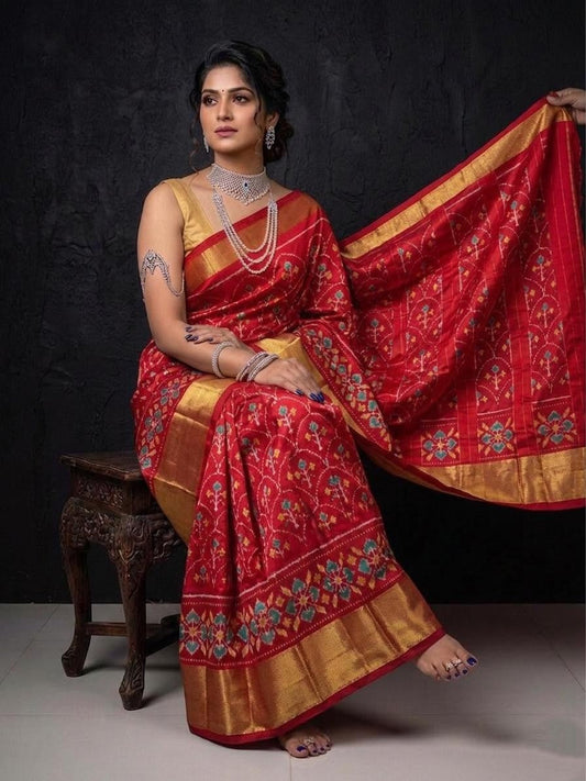 Red Golden Rich Pallu Handloom Kotha Silk Saree | Premium Collection