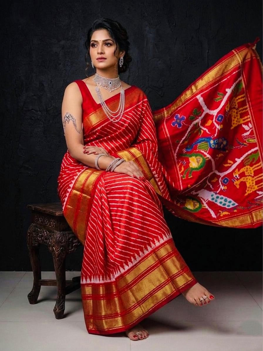 Red Multicolor Bridal Collection Handloom Kotha Silk Saree | Premium Collection