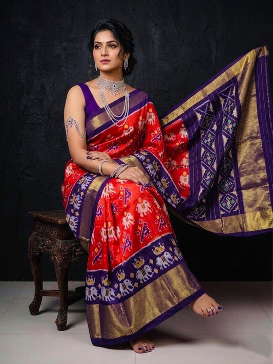 Red Purple Bridal Handloom Kotha Silk Saree | Premium Collection