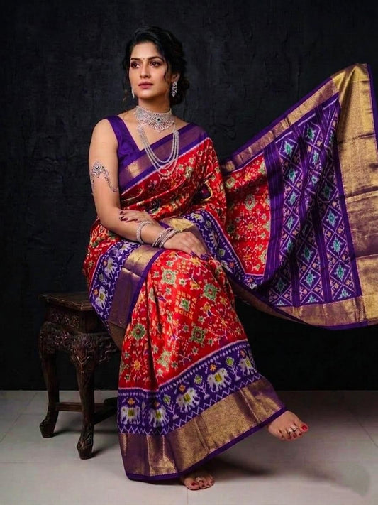 Red Purple Grand Wedding Handloom Kotha Silk Saree | Premium Collection