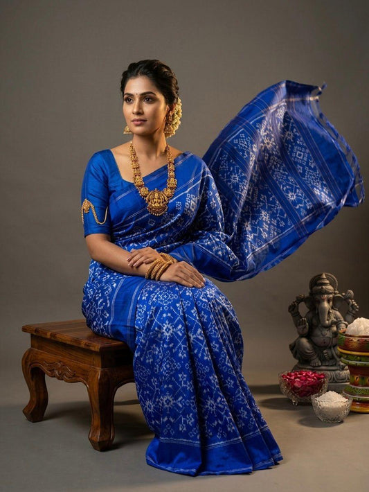 Royal Blue Barista Soft Silks Saree with Traditional Printed Weaving | Premium Collection