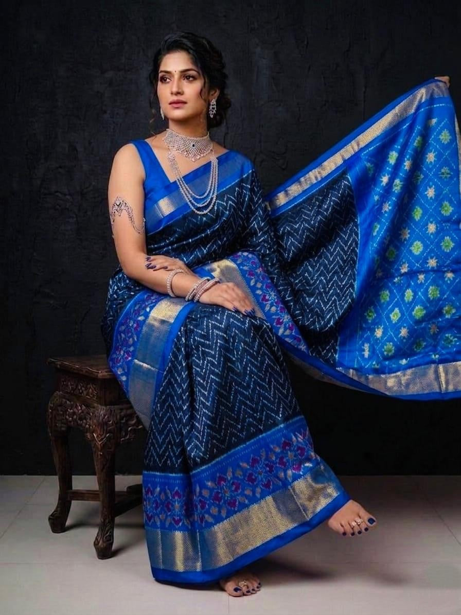 Royal Blue Elegant Rich Pallu Handloom Kotha Silk Saree | Premium Collection