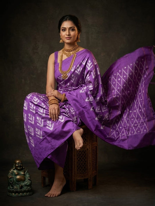 Royal Purple Barista Soft Silks Saree with Luxury Woven Designer Border | Premium Collection