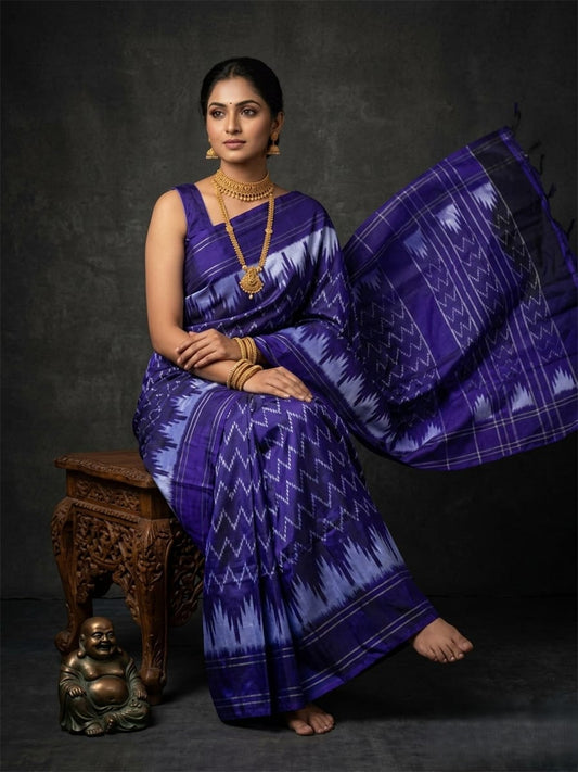 Royal Purple Barista Soft Silks Saree with Traditional Ikat Designer Weaving | Premium Collection