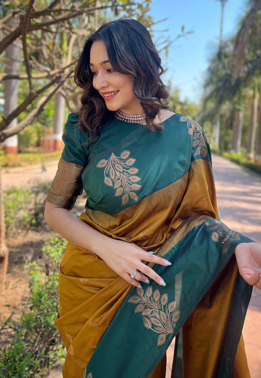 Soft Lichi Silk Saree – Yellow with Rich Pallu and Jacquard Work