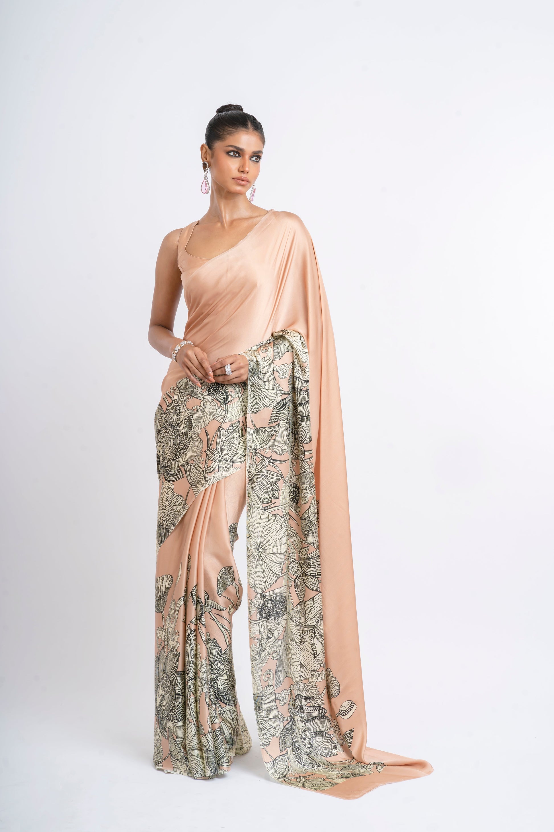 Buy Maya Blossom Pink Satin Silk Saree Online | Premvastra | Premium Collection