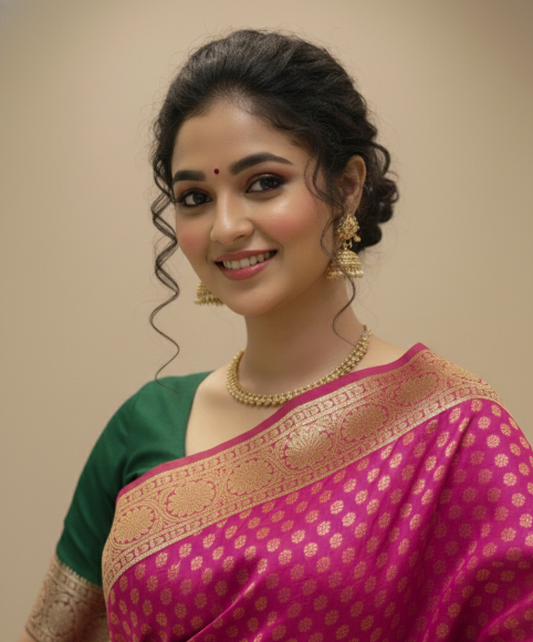 Beautiful Jaquard Saree For Women - Pink