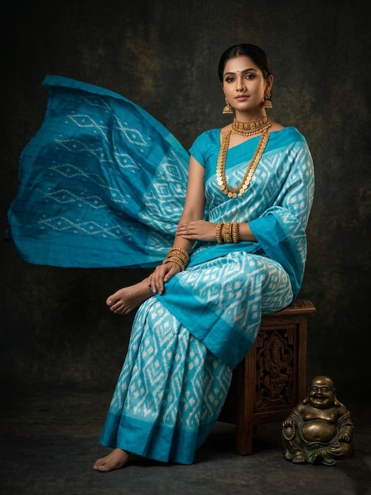 Sky Blue Barista Soft Silks Saree with Elegant Self Weaving Design | Premium Collection