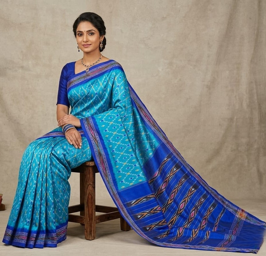 Sky Blue Barista Soft Silks Saree with Royal Blue Rich Woven Pallu | Premium Collection