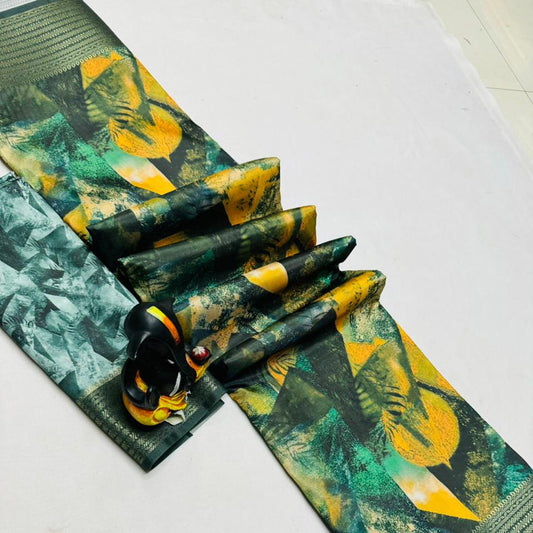 Stylish Multi Colour Butter Silk Saree With Digital Print | Premium Collection