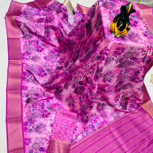 Traditional Meets Trendy Pink Butter Silk Saree | Premium Collection