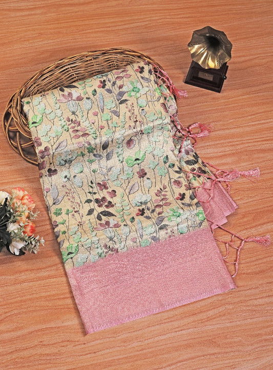 Ethnic Printed Soft Silk Saree In Pink For Occasions | Premium Collection