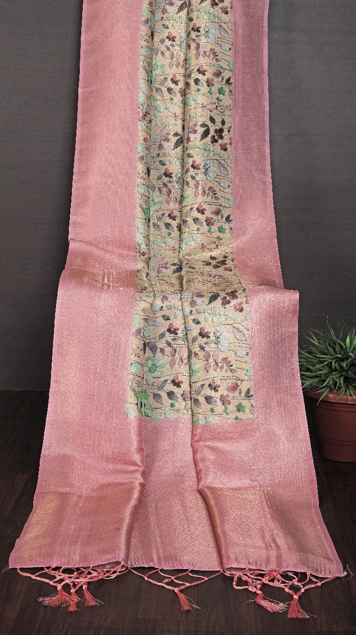 Ethnic Printed Soft Silk Saree In Pink For Occasions | Premium Collection