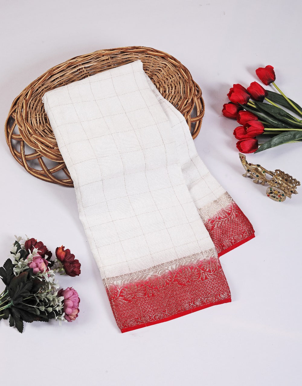 Festive Traditional White Silk Saree Soft Texture With Zari Finish | Premium Collection