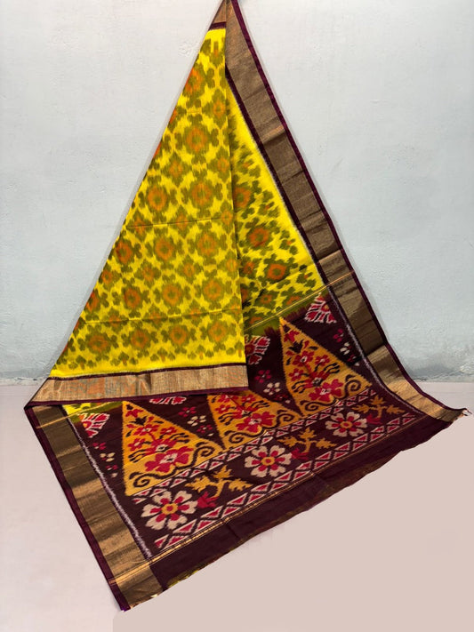 Golden Sico Silk Saree Handloom Pattu Style With Digital Prints | Premium Collection