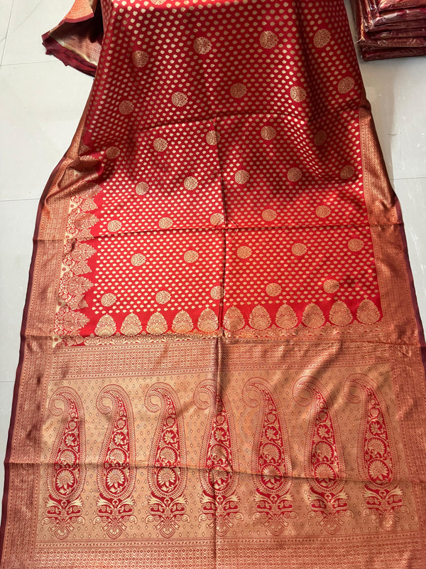 Beautiful Jaquard Saree For Women - Red