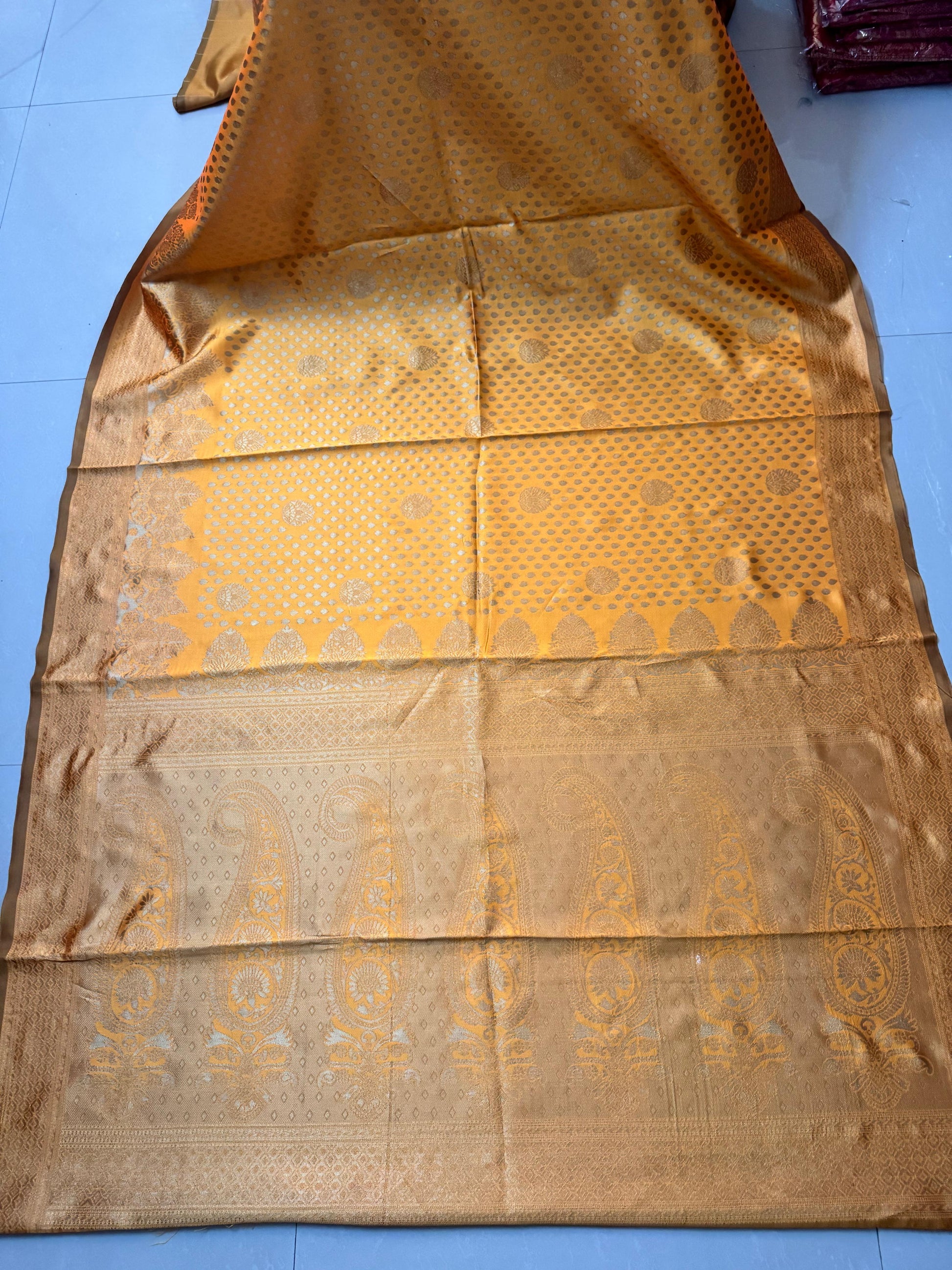 Beautiful Jaquard Saree For Women - Mustard