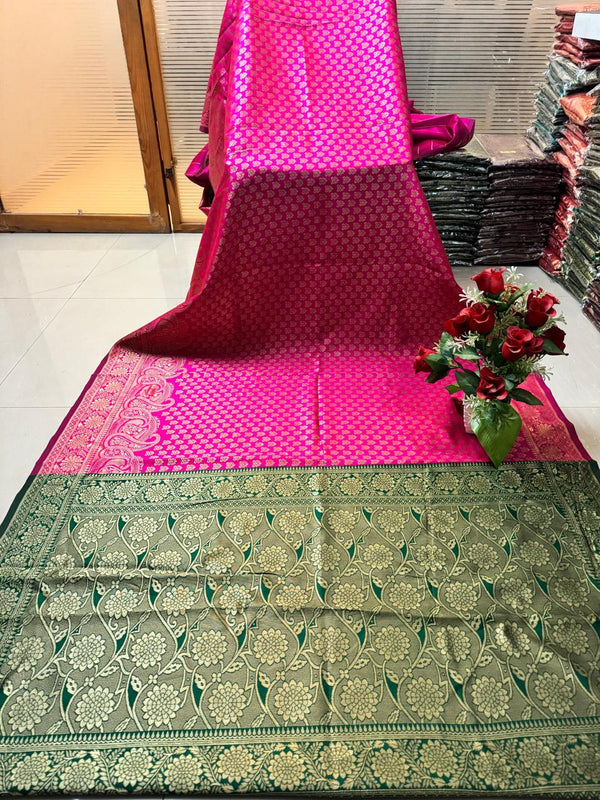 Beautiful Jaquard Saree For Women - Pink