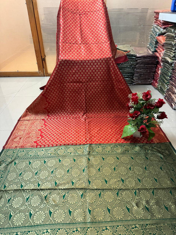 Beautiful Jaquard Saree For Women - Red