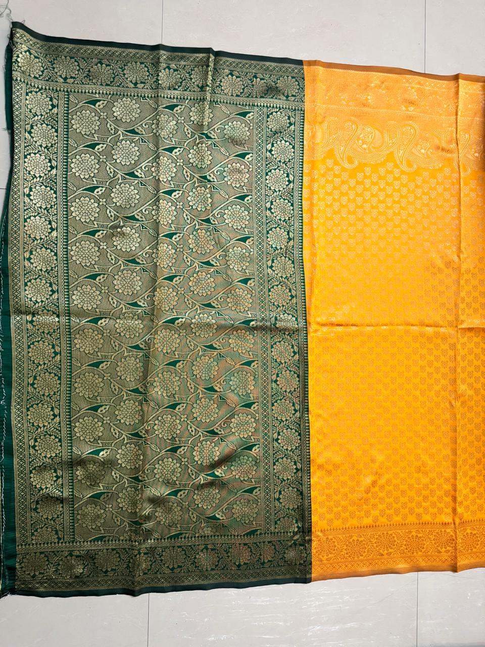 Beautiful Jaquard Saree For Women - Mustard