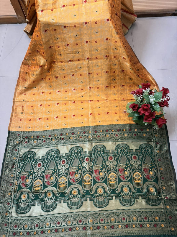 Beautiful Jaquard Saree For Women - Mustard