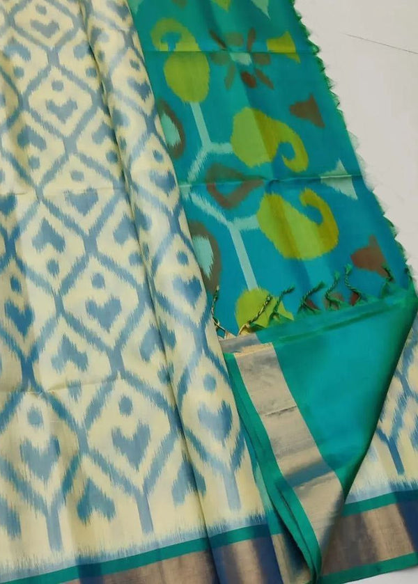 Two patterned fabrics on a white background