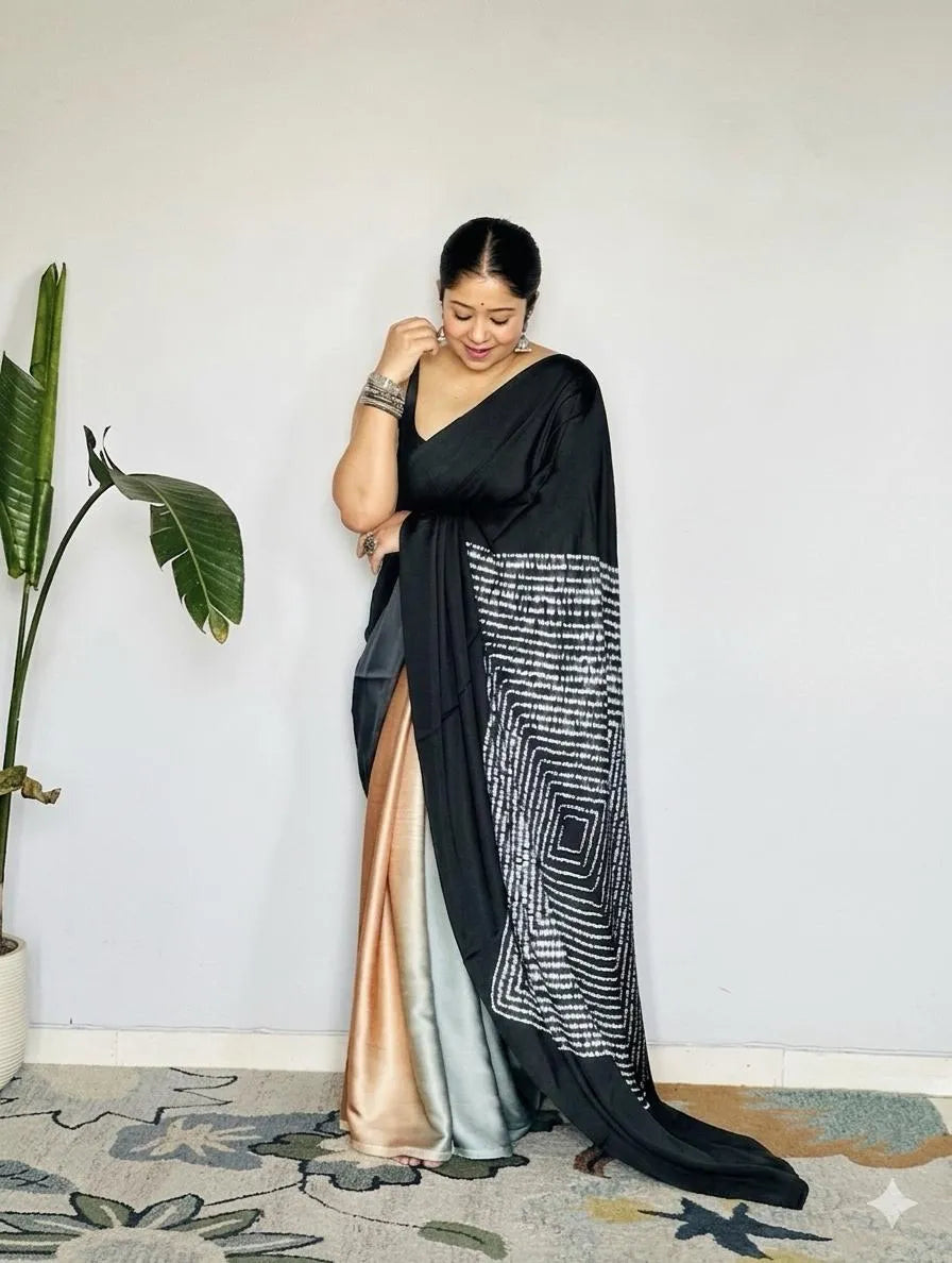 Model Silk Digital Print Saree with Blouse