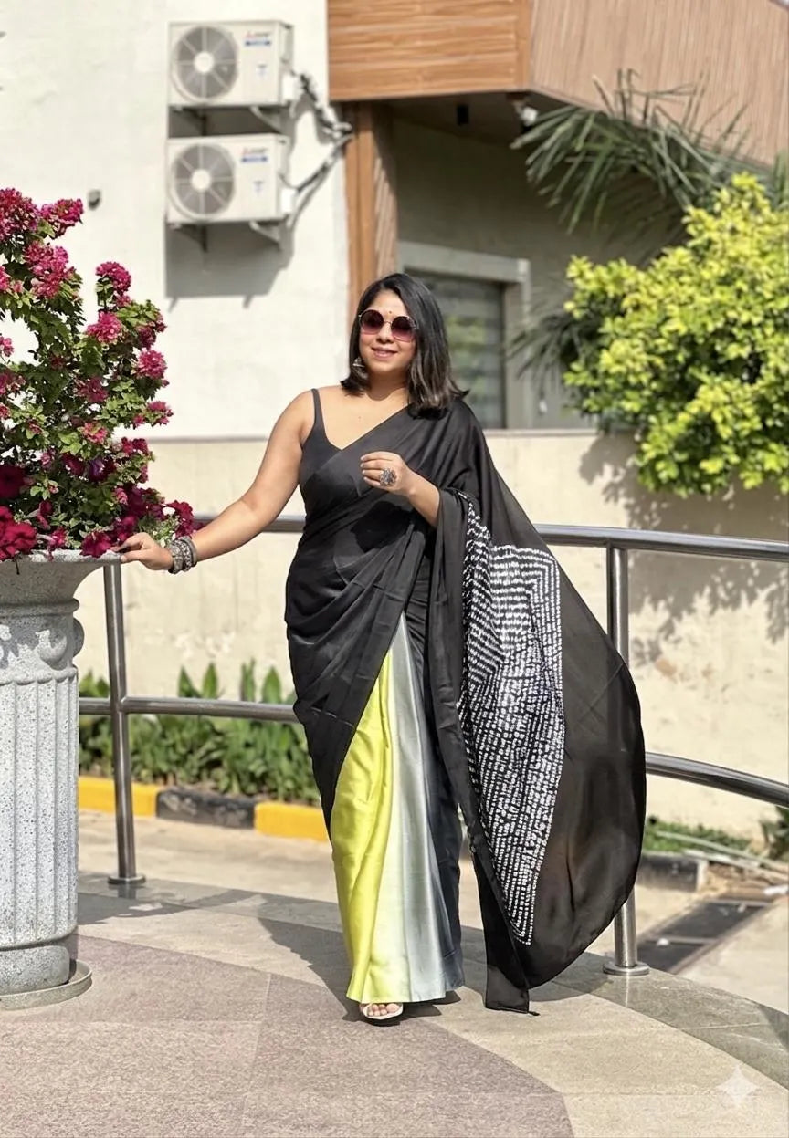 Model Silk Digital Print Saree with Blouse
