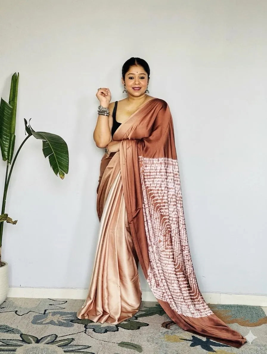 Model Silk Digital Print Saree with Blouse