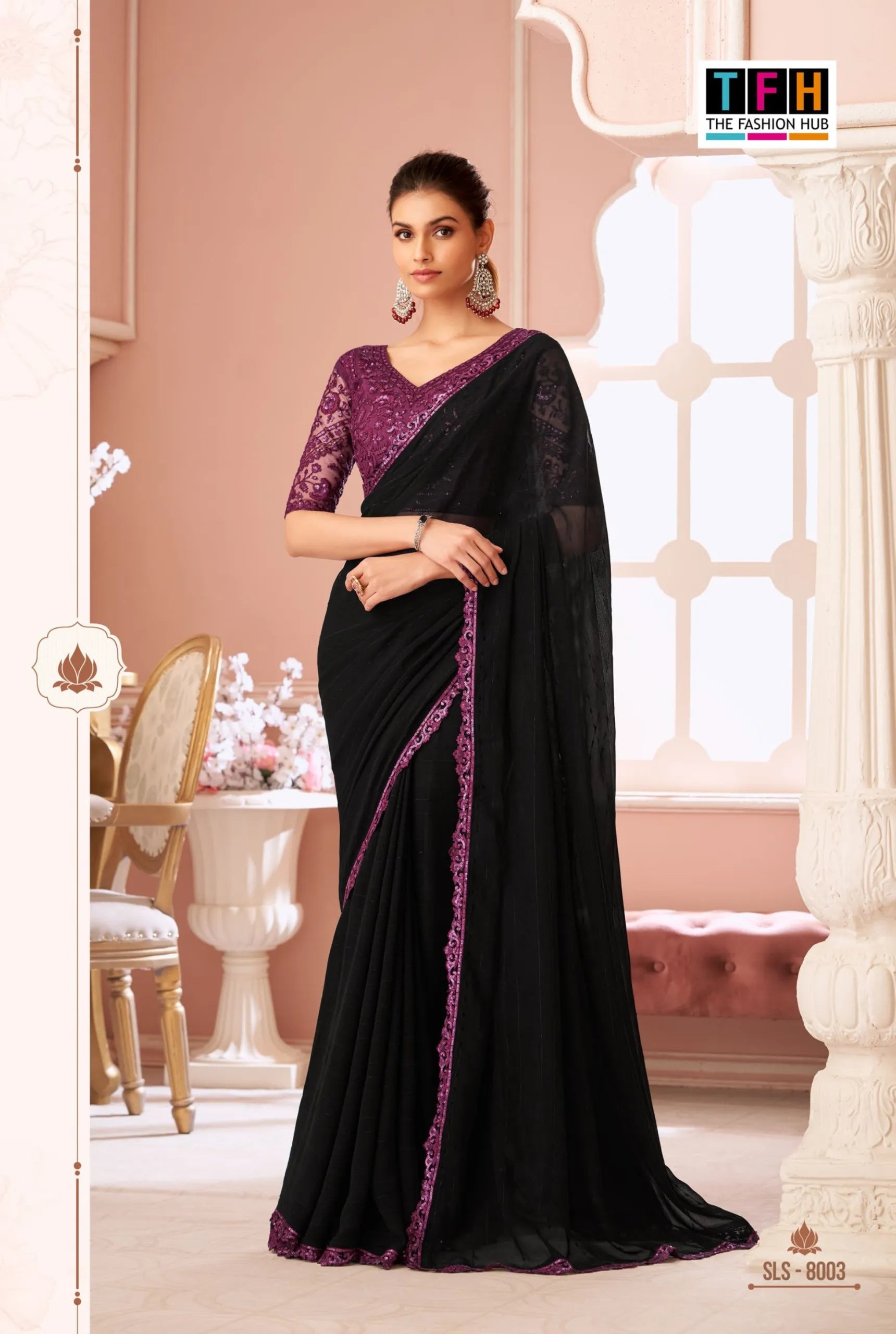 Shimmer Salsa Style Georgette Saree