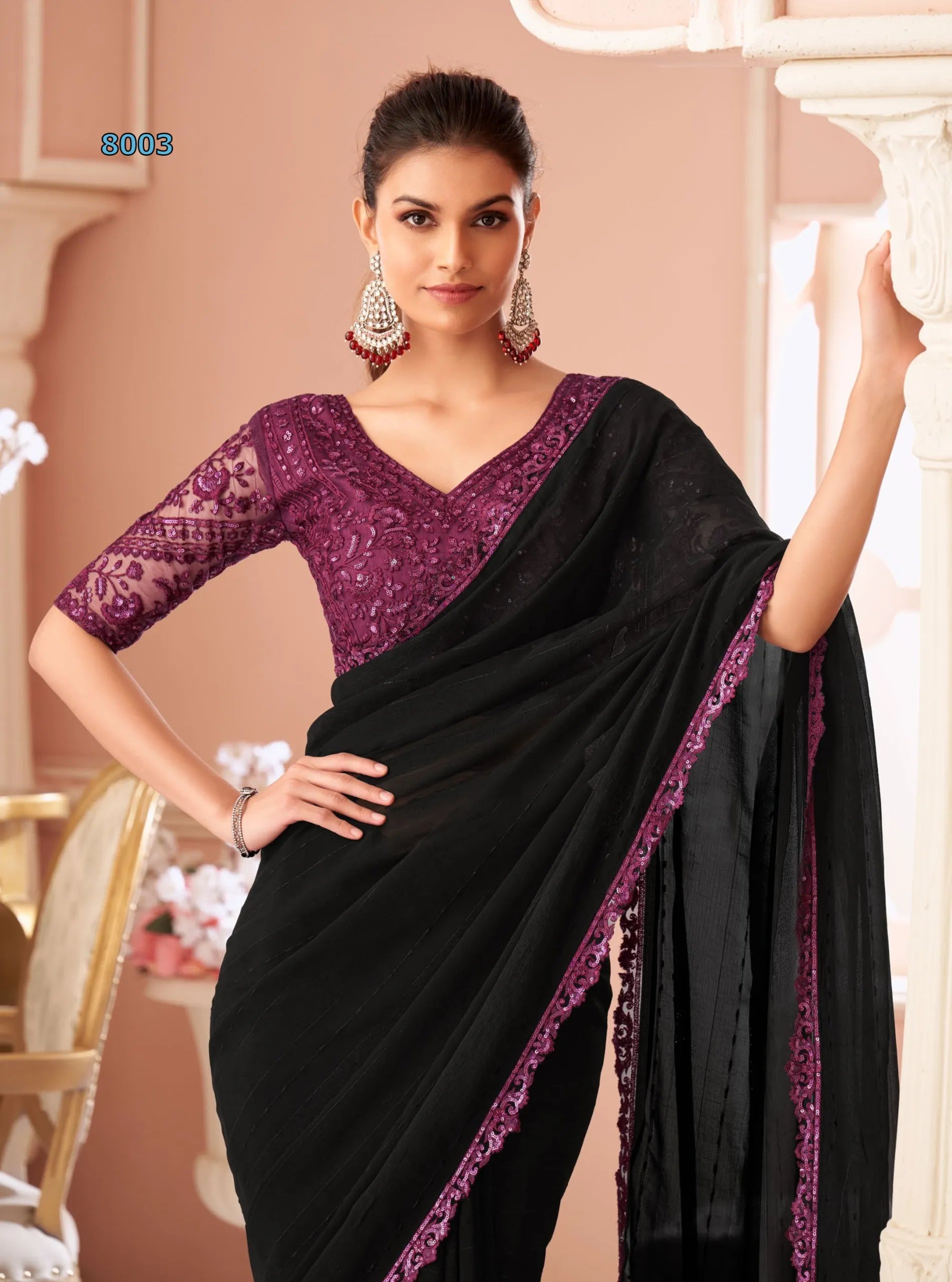 Shimmer Salsa Style Georgette Saree