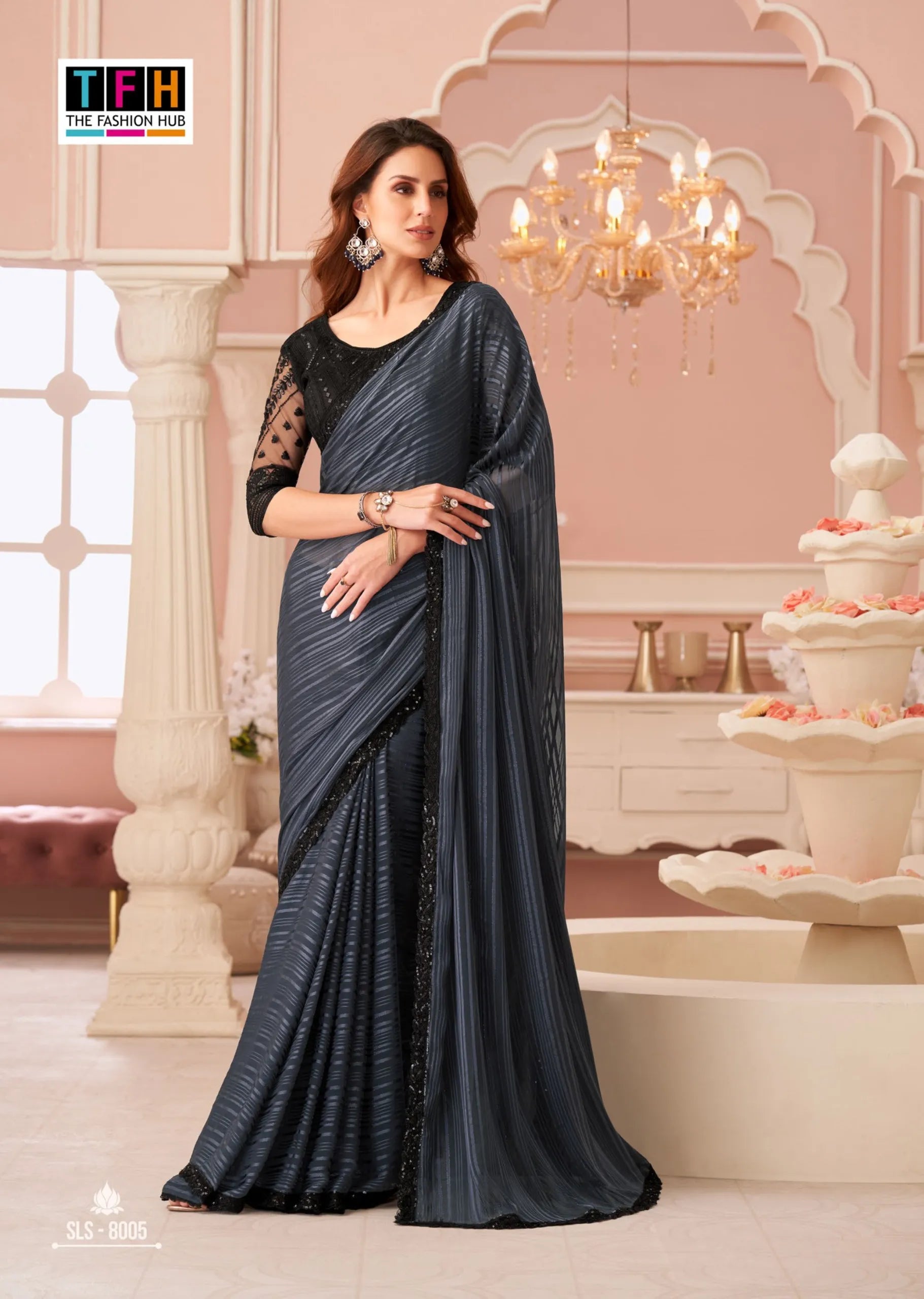 Shimmer Salsa Style Georgette Saree