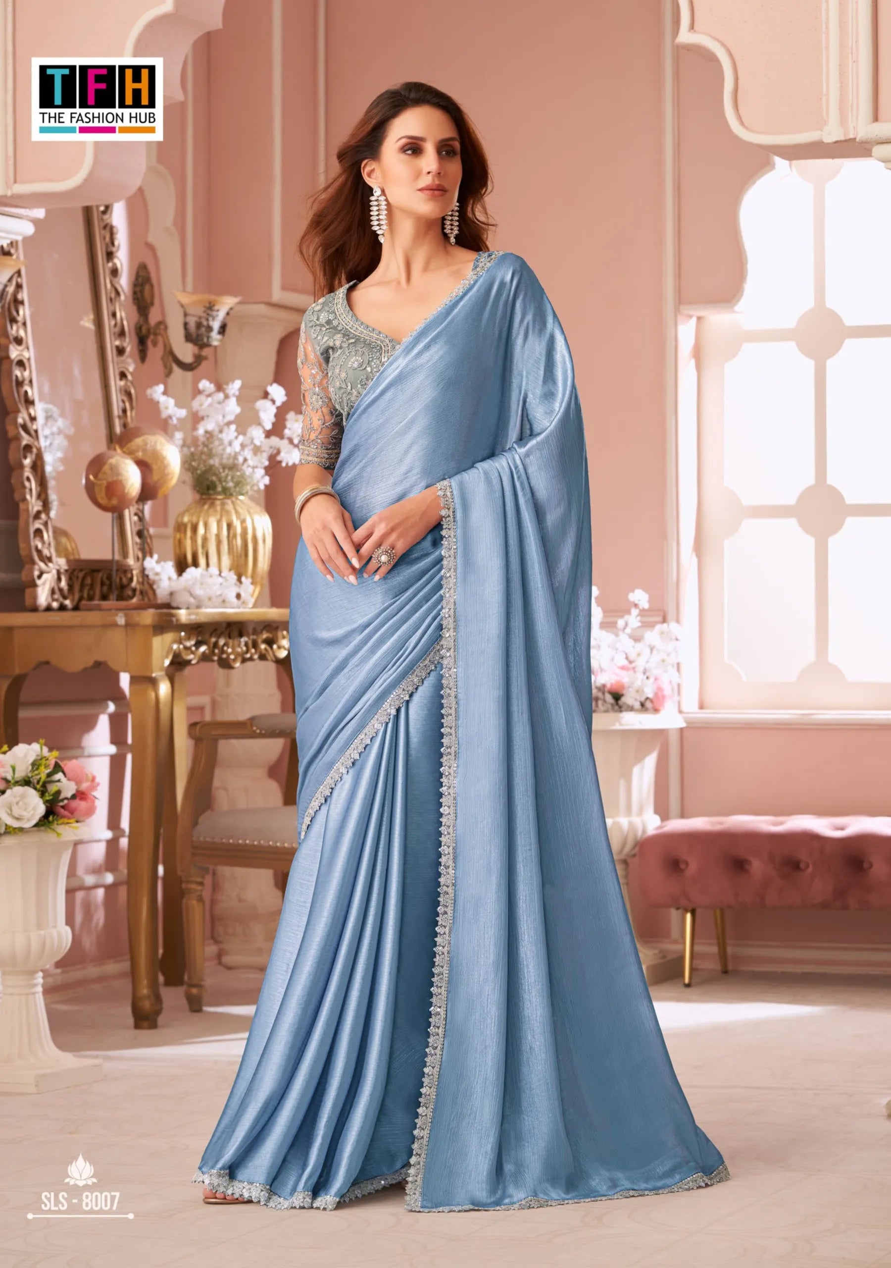 Shimmer Salsa Style Georgette Saree