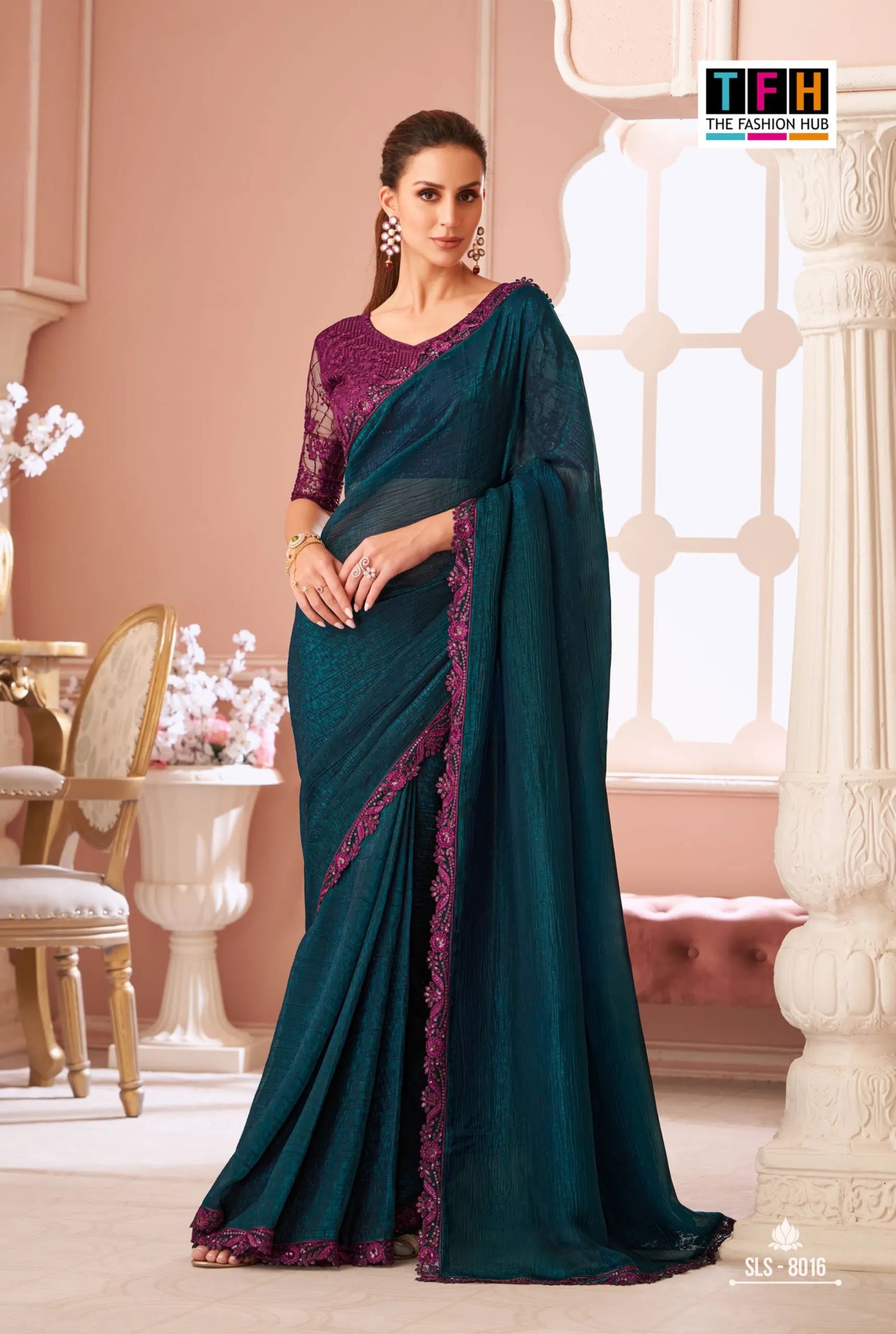 Shimmer Salsa Style Georgette Saree