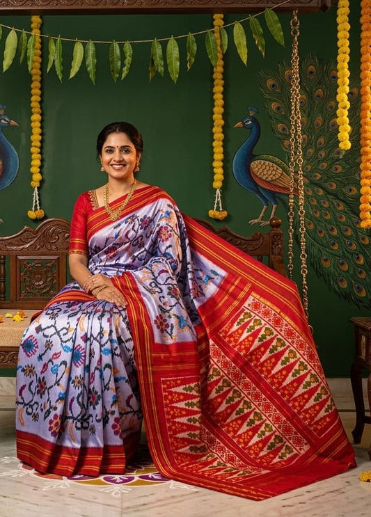 White Barista Soft Silks Saree with Red Elegant Ethnic Weaving | Premium Collection