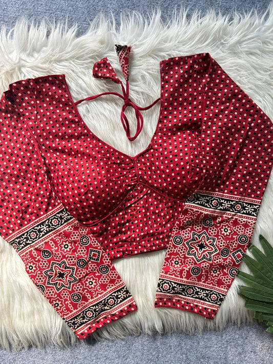 AJRAKH SABYASACHI DOTTED PRINT BLOUSE